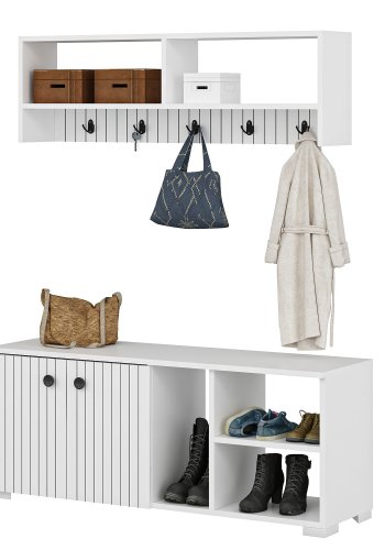 FUNZI LIVING Sarandon entrést, m. hattehylde og skoskab - hvid melamin