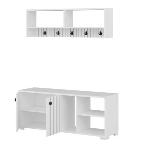 FUNZI LIVING Sarandon entrést, m. hattehylde og skoskab - hvid melamin