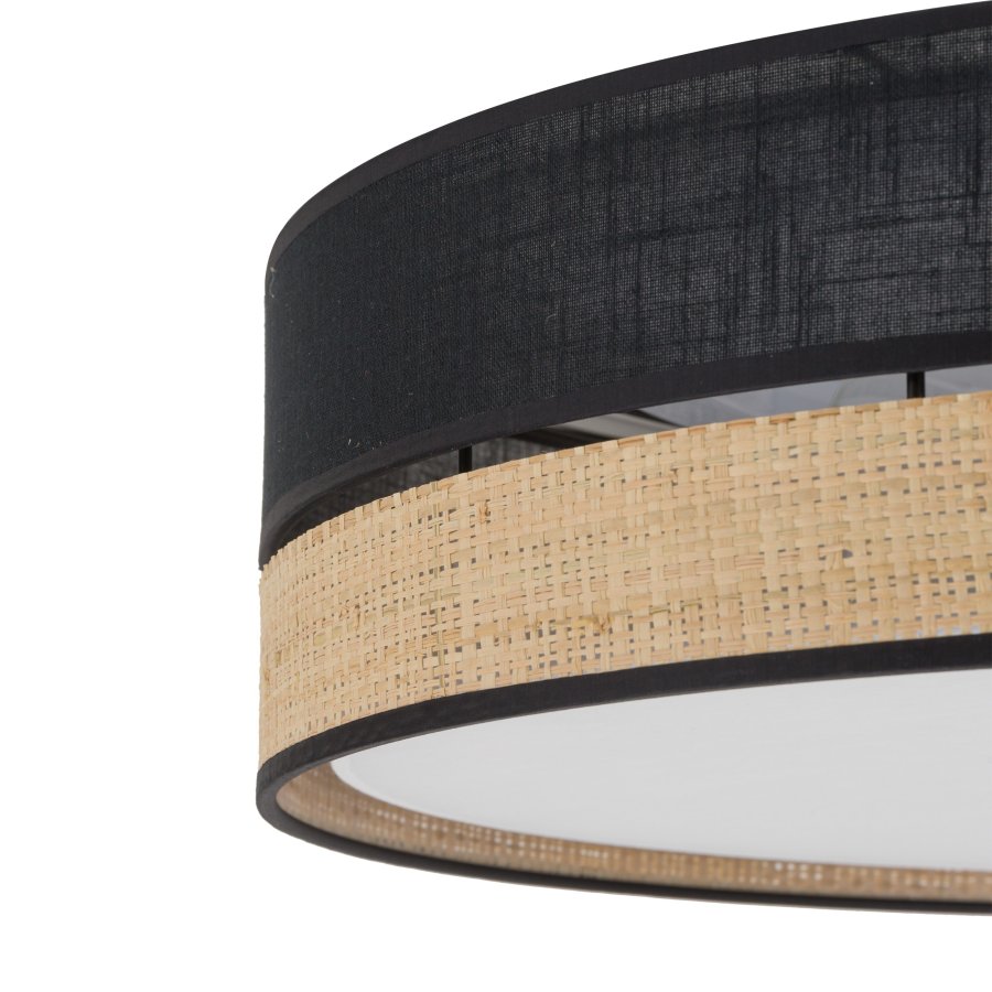 TK Paglia loftlampe 450 - sort stof og natur flet