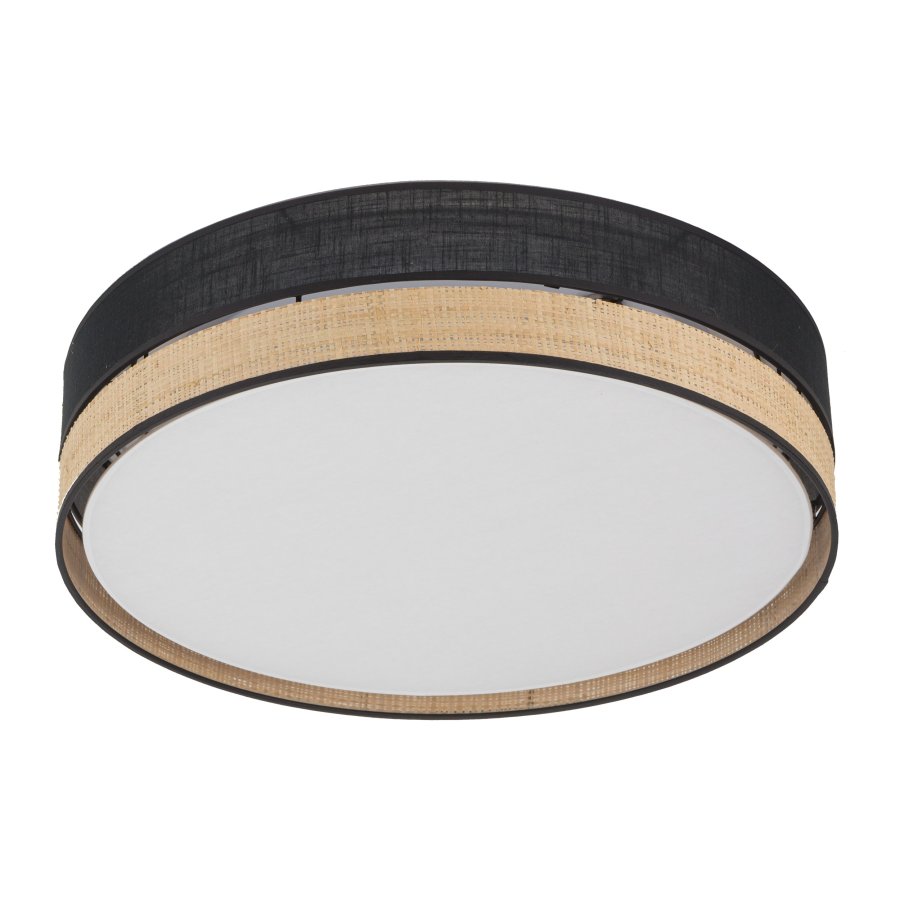 TK Paglia loftlampe 450 - sort stof og natur flet