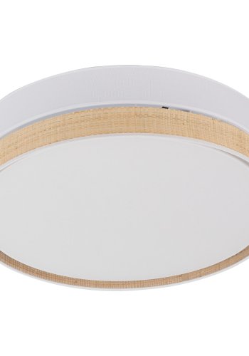 TK Paglia loftlampe 450 - hvid stof og natur flet