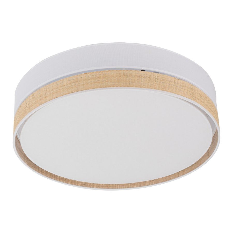 TK Paglia loftlampe 450 - hvid stof og natur flet