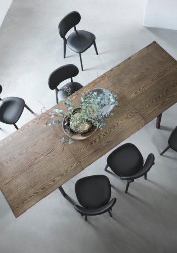 Bari spisebord, m. butterflybordplade - rgfarvet egefinér og egetr (95x190-290)