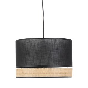 TK Paglia loftlampe 380 - sort stof og natur flet