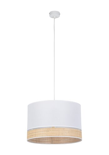 TK Paglia loftlampe 380 - hvid stof og natur flet
