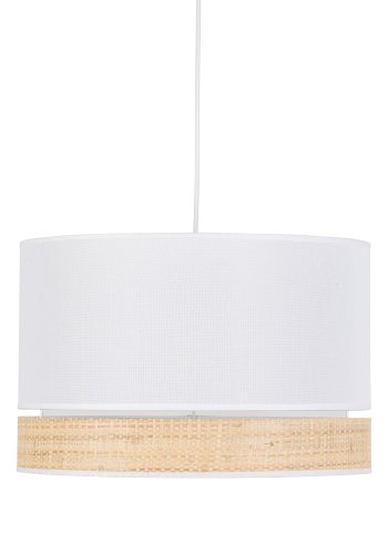 TK Paglia loftlampe 380 - hvid stof og natur flet