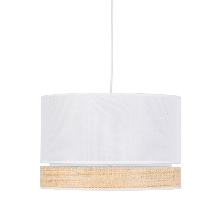 TK Paglia loftlampe 380 - hvid stof og natur flet