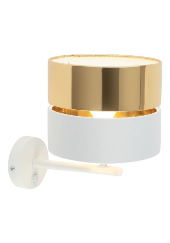 TK Hilton vglampe - guld metal og hvid stof