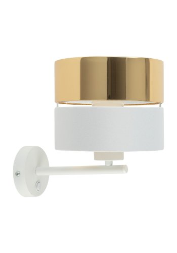 TK Hilton vglampe - guld metal og hvid stof