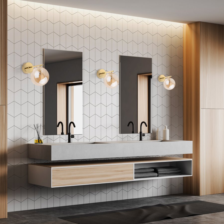 TK Estera vglampe - guld glas og metal