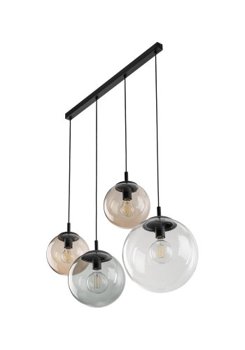 TK Esme loftlampe, m. 4 skrme - multifarvet glas og sort metal