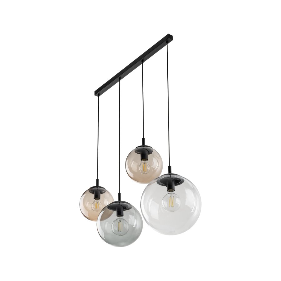 TK Esme loftlampe, m. 4 skrme - multifarvet glas og sort metal