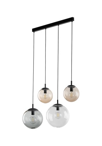 TK Esme loftlampe, m. 4 skrme - multifarvet glas og sort metal