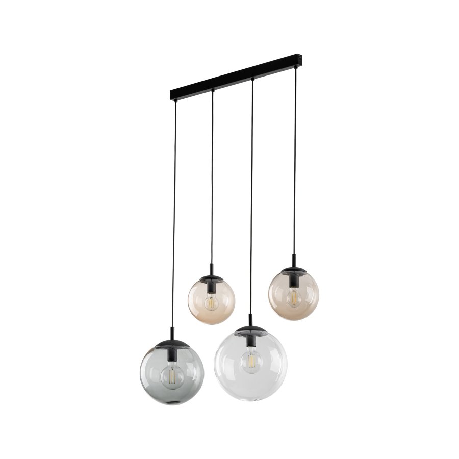 TK Esme loftlampe, m. 4 skrme - multifarvet glas og sort metal