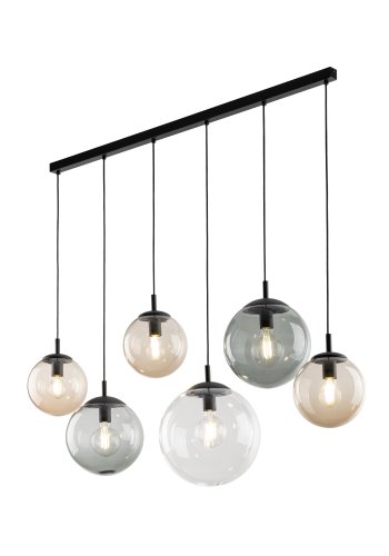 TK Esme loftlampe, m. 6 skrme - multifarvet glas og sort metal