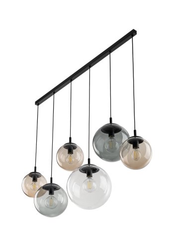 TK Esme loftlampe, m. 6 skrme - multifarvet glas og sort metal