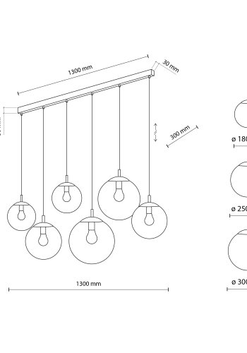 TK Esme loftlampe, m. 6 skrme - multifarvet glas og sort metal