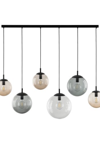 TK Esme loftlampe, m. 6 skrme - multifarvet glas og sort metal