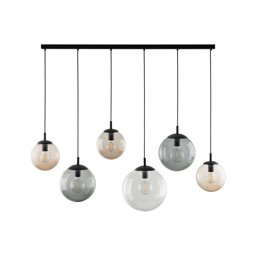 TK Esme loftlampe, m. 6 skrme - multifarvet glas og sort metal