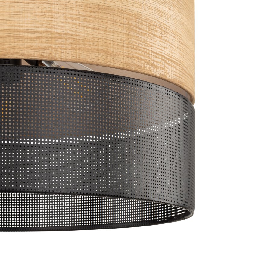 TK Nicol loftlampe - natur finér og sort PVC-folie/metal