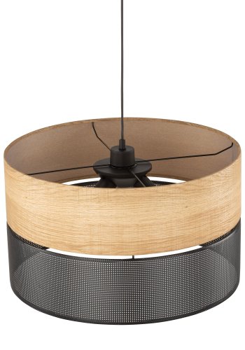 TK Nicol loftlampe - natur finér og sort PVC-folie/metal