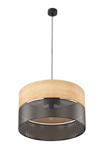 TK Nicol loftlampe - natur finér og sort PVC-folie/metal