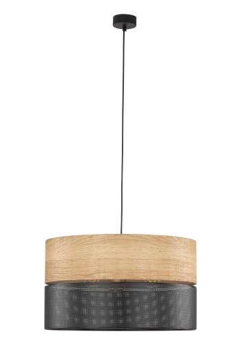 TK Nicol loftlampe - natur finér og sort PVC-folie/metal