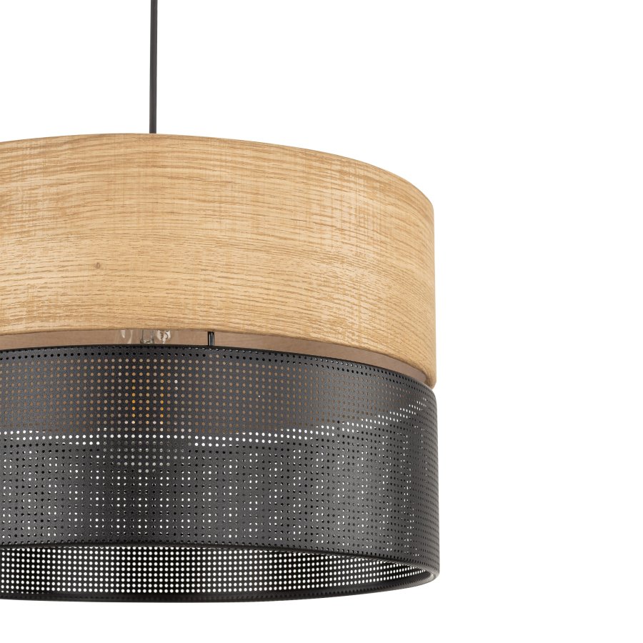 TK Nicol loftlampe - natur finér og sort PVC-folie/metal