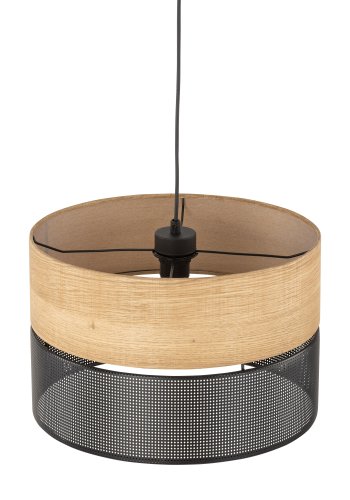 TK Nicol loftlampe - natur finér og sort PVC-folie/metal