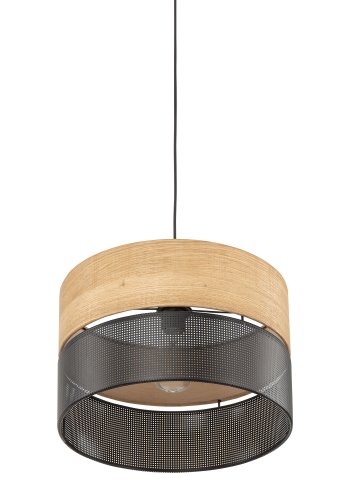 TK Nicol loftlampe - natur finér og sort PVC-folie/metal