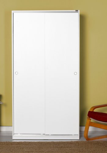 NORDVÄRK SWD garderobeskab, m. 2 skydelger, 1 bjlestang, 5 hylder - hvid melamin