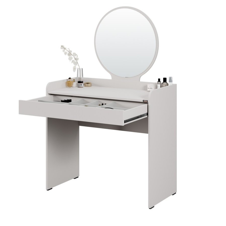 NORDVÄRK Tmu-701-Vv-1 makeup bord, m. spejl, 1 skuffe - melamin (90x47)