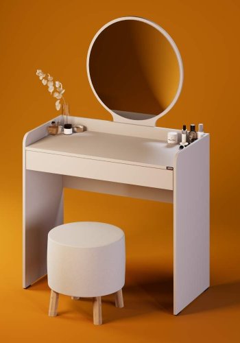 NORDVÄRK Tmu-701-Vv-1 makeup bord, m. spejl, 1 skuffe - melamin (90x47)