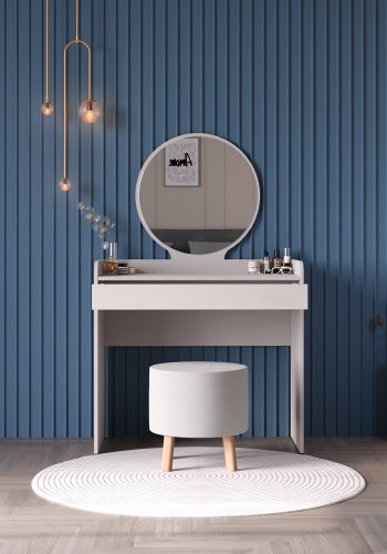 NORDVÄRK Tmu-701-Vv-1 makeup bord, m. spejl, 1 skuffe - melamin (90x47)