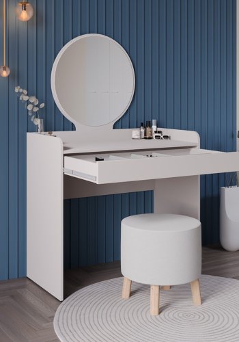 NORDVÄRK Tmu-701-Vv-1 makeup bord, m. spejl, 1 skuffe - melamin (90x47)