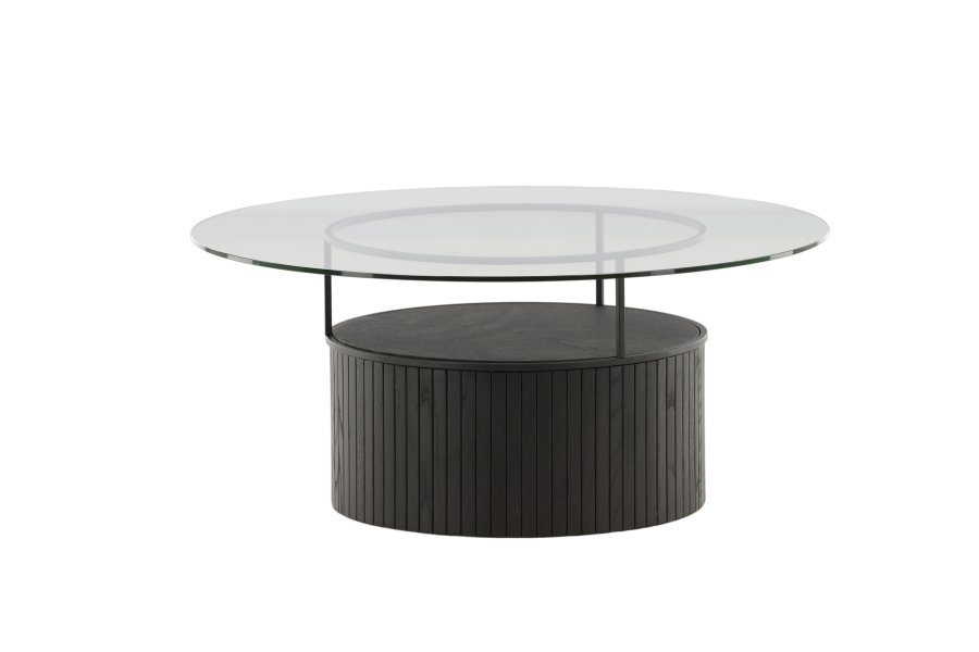 VENTURE DESIGN Bovall sofabord, rund - klar glas og sort ask/metal (90)