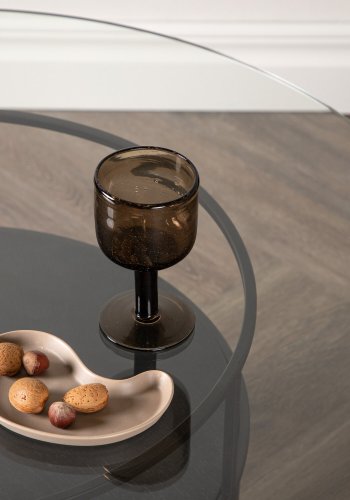 VENTURE DESIGN Bovall sofabord, rund - klar glas og sort ask/metal (90)