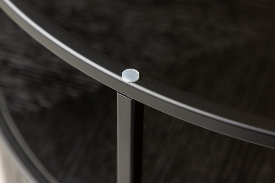 VENTURE DESIGN Bovall sofabord, rund - klar glas og sort ask/metal (90)