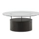 VENTURE DESIGN Bovall sofabord, rund - klar glas og sort ask/metal (90)