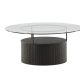 VENTURE DESIGN Bovall sofabord, rund - klar glas og sort ask/metal (90)