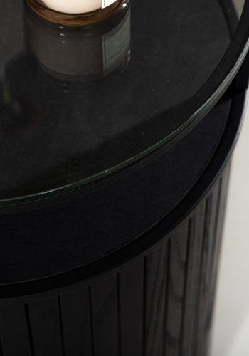 VENTURE DESIGN Bovall sidebord, rund - klar glas og sort metal/asketr (37)