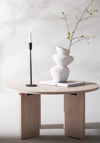 VIND COLLECTION Askerön sofabord, rund - hvidkalket finér (80)