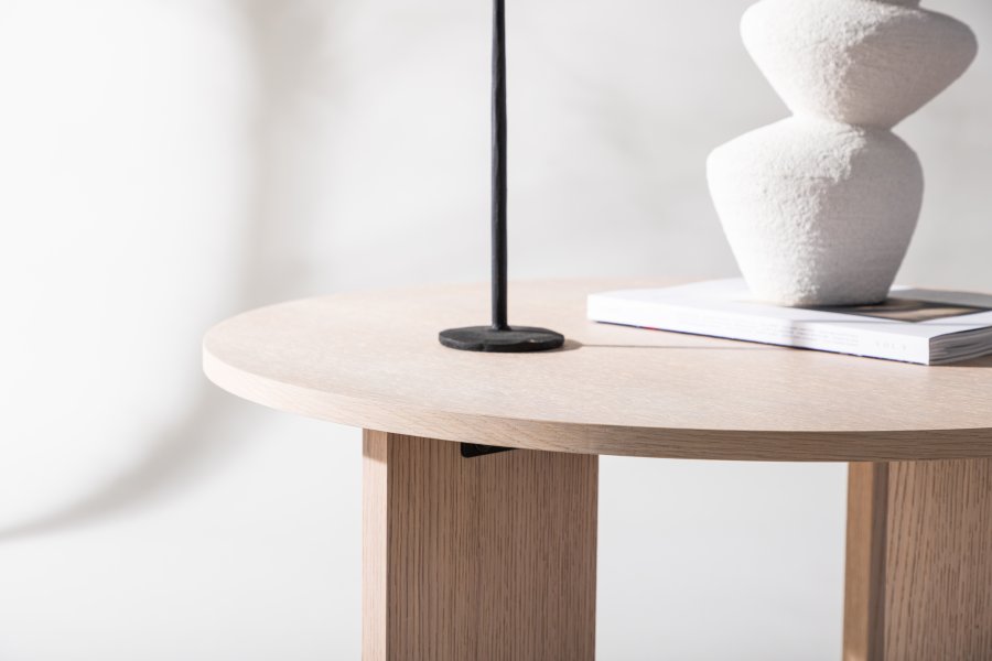 VIND COLLECTION Askerön sofabord, rund - hvidkalket finér (80)