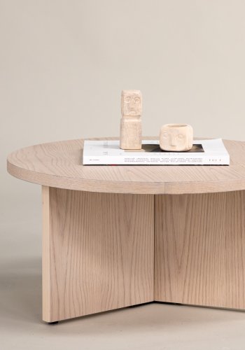 VIND COLLECTION Saltö Stort sofabord, rund - hvidkalket finér (85)