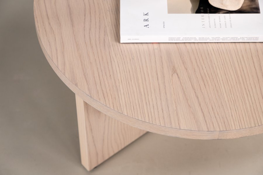 VIND COLLECTION Saltö Stort sofabord, rund - hvidkalket finér (85)