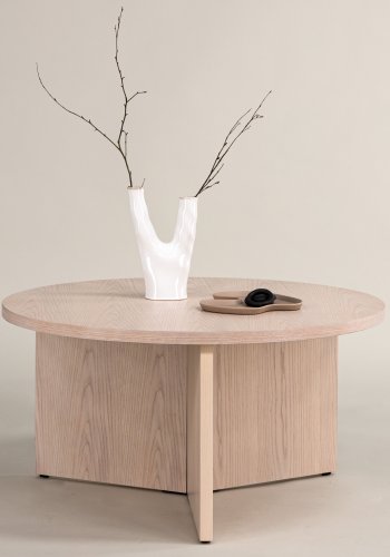 VIND COLLECTION Saltö Stort sofabord, rund - hvidkalket finér (65)