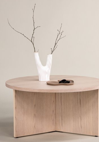VIND COLLECTION Saltö Stort sofabord, rund - hvidkalket finér (65)