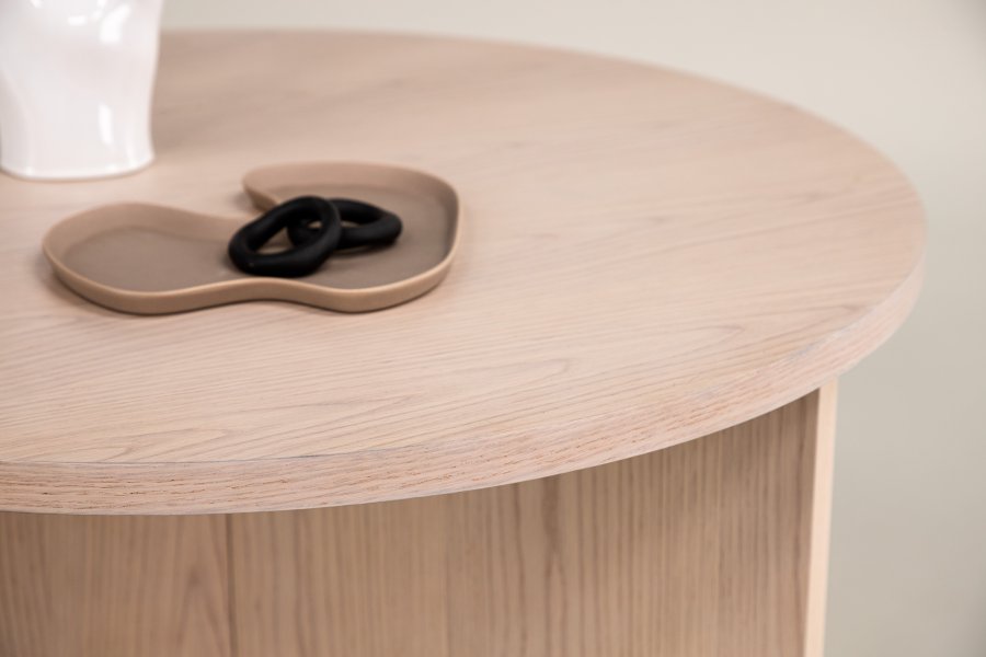 VIND COLLECTION Saltö Stort sofabord, rund - hvidkalket finér (65)