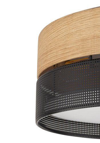 TK Nicol loftlampe - natur finér og sort PVC-folie/metal