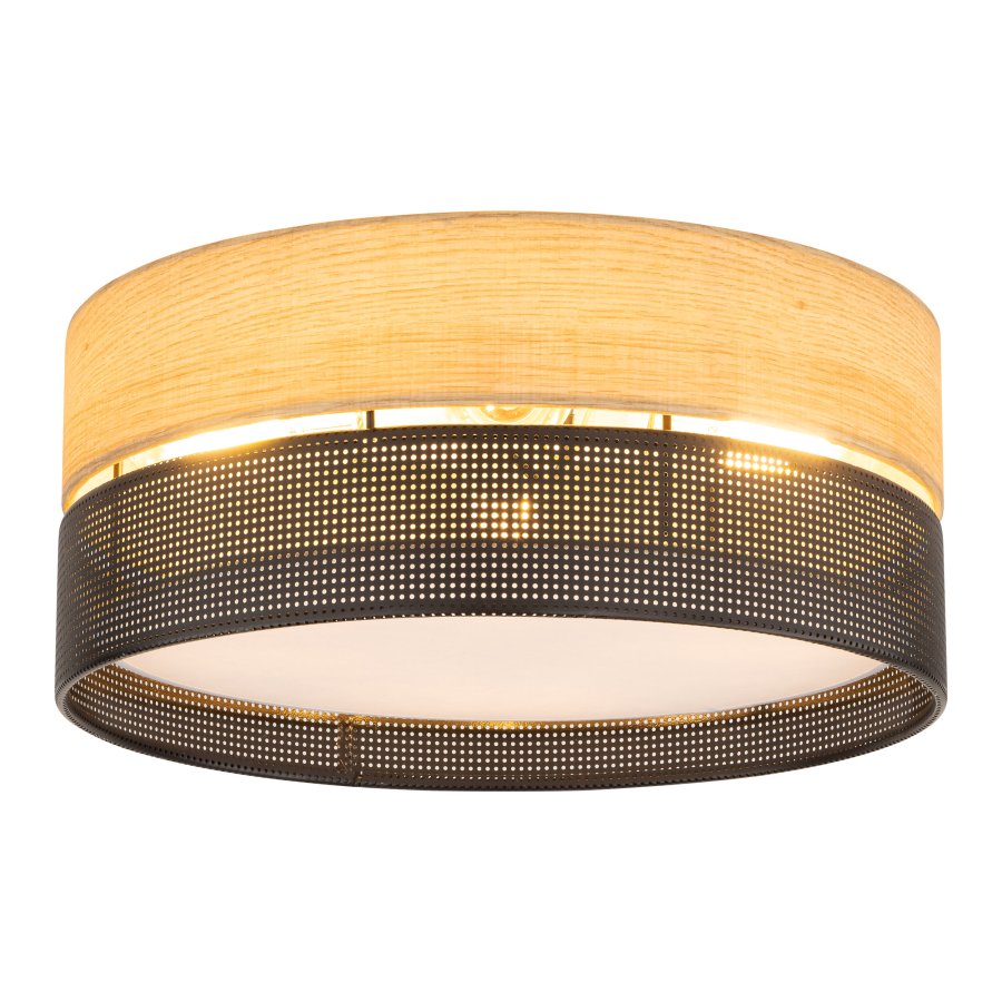 TK Nicol loftlampe - natur finér og sort PVC-folie/metal